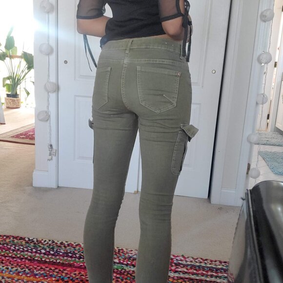faded army green cargo skinny jeans - Picture 3 of 3
